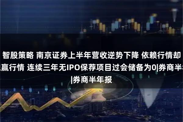 智股策略 南京证券上半年营收逆势下降 依赖行情却没跑赢行情 连续三年无IPO保荐项目过会储备为0|券商半年报